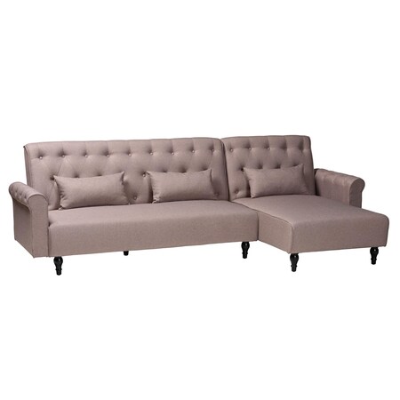 Baxton Studio Chesterfield Retro-Modern Clay Fabric Upholstered Convertible Sofa Bed 245-13750-ZORO